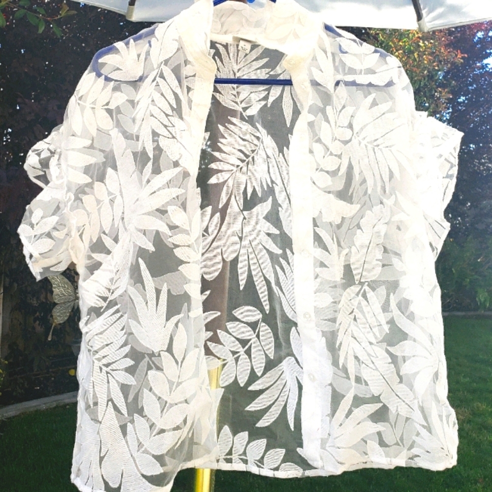Sheer leaf print blouse